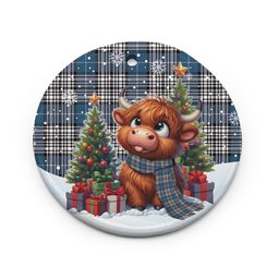 ScotsTee Shop Scottish Napier Modern Clan Tartan Ceramic Ornament Cute Highland Cow Christmas