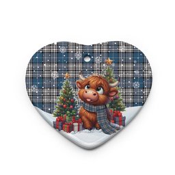 ScotsTee Shop Scottish Napier Modern Clan Tartan Ceramic Ornament Cute Highland Cow Christmas