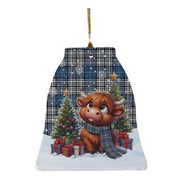 ScotsTee Shop Scottish Napier Modern Clan Tartan Ceramic Ornament Cute Highland Cow Christmas