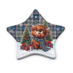 ScotsTee Shop Scottish Napier Modern Clan Tartan Ceramic Ornament Cute Highland Cow Christmas