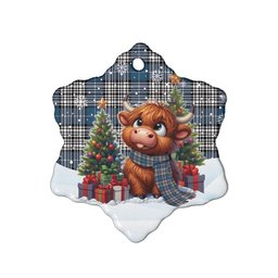 ScotsTee Shop Scottish Napier Modern Clan Tartan Ceramic Ornament Cute Highland Cow Christmas