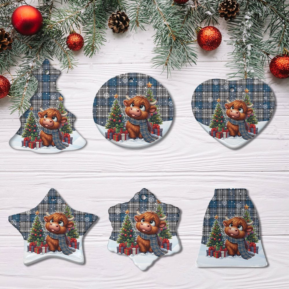 ScotsTee Shop Scottish Napier Modern Clan Tartan Ceramic Ornament Cute Highland Cow Christmas