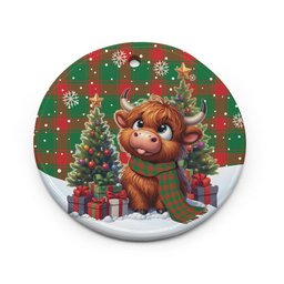 ScotsTee Shop Scottish Middleton Modern Clan Tartan Ceramic Ornament Cute Highland Cow Christmas