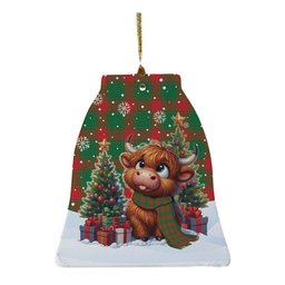 ScotsTee Shop Scottish Middleton Modern Clan Tartan Ceramic Ornament Cute Highland Cow Christmas