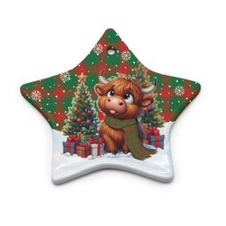 ScotsTee Shop Scottish Middleton Modern Clan Tartan Ceramic Ornament Cute Highland Cow Christmas
