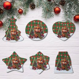 ScotsTee Shop Scottish Middleton Modern Clan Tartan Ceramic Ornament Cute Highland Cow Christmas