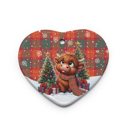 ScotsTee Shop Scottish MacNab Ancient Clan Tartan Ceramic Ornament Cute Highland Cow Christmas
