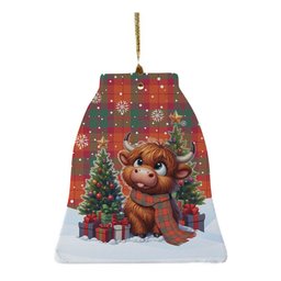 ScotsTee Shop Scottish MacNab Ancient Clan Tartan Ceramic Ornament Cute Highland Cow Christmas