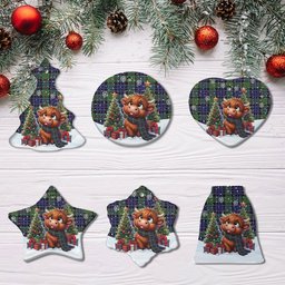 ScotsTee Shop Scottish Newman Clan Tartan Ceramic Ornament Cute Highland Cow Christmas