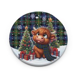 ScotsTee Shop Scottish Smith Modern Clan Tartan Ceramic Ornament Cute Highland Cow Christmas