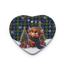 ScotsTee Shop Scottish Smith Modern Clan Tartan Ceramic Ornament Cute Highland Cow Christmas