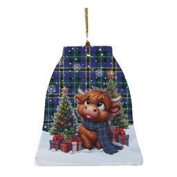 ScotsTee Shop Scottish Weir Modern Clan Tartan Ceramic Ornament Cute Highland Cow Christmas