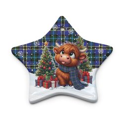 ScotsTee Shop Scottish Weir Modern Clan Tartan Ceramic Ornament Cute Highland Cow Christmas