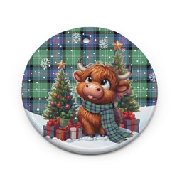 ScotsTee Shop Scottish Sutherland Old Ancient Clan Tartan Ceramic Ornament Cute Highland Cow Christmas