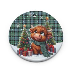 ScotsTee Shop Scottish Melville Clan Tartan Ceramic Ornament Cute Highland Cow Christmas