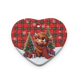 ScotsTee Shop Scottish Seton Modern Clan Tartan Ceramic Ornament Cute Highland Cow Christmas