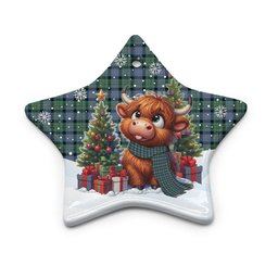 ScotsTee Shop Scottish Malcolm Ancient Clan Tartan Ceramic Ornament Cute Highland Cow Christmas