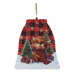 ScotsTee Shop Scottish Wemyss Modern Clan Tartan Ceramic Ornament Cute Highland Cow Christmas