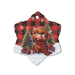 ScotsTee Shop Scottish Wemyss Modern Clan Tartan Ceramic Ornament Cute Highland Cow Christmas