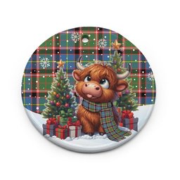 ScotsTee Shop Scottish Stirling & Bannockburn District Clan Tartan Ceramic Ornament Cute Highland Cow Christmas