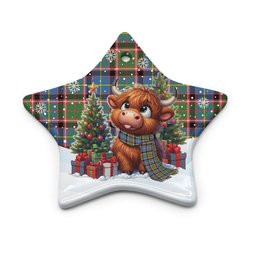 ScotsTee Shop Scottish Stirling & Bannockburn District Clan Tartan Ceramic Ornament Cute Highland Cow Christmas