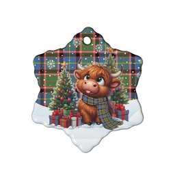 ScotsTee Shop Scottish Stirling & Bannockburn District Clan Tartan Ceramic Ornament Cute Highland Cow Christmas