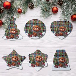 ScotsTee Shop Scottish Stirling & Bannockburn District Clan Tartan Ceramic Ornament Cute Highland Cow Christmas