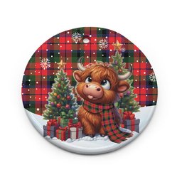 ScotsTee Shop Scottish MacNaughton Modern Clan Tartan Ceramic Ornament Cute Highland Cow Christmas