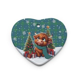 ScotsTee Shop Scottish Montgomery Ancient Clan Tartan Ceramic Ornament Cute Highland Cow Christmas