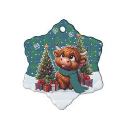 ScotsTee Shop Scottish Montgomery Ancient Clan Tartan Ceramic Ornament Cute Highland Cow Christmas
