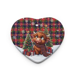 ScotsTee Shop Scottish MacPherson Modern Clan Tartan Ceramic Ornament Cute Highland Cow Christmas