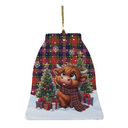 ScotsTee Shop Scottish MacPherson Modern Clan Tartan Ceramic Ornament Cute Highland Cow Christmas