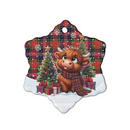 ScotsTee Shop Scottish MacPherson Modern Clan Tartan Ceramic Ornament Cute Highland Cow Christmas