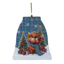 ScotsTee Shop Scottish Pitcairn Hunting Clan Tartan Ceramic Ornament Cute Highland Cow Christmas