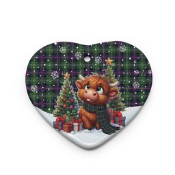 ScotsTee Shop Scottish Sutherland Modern Clan Tartan Ceramic Ornament Cute Highland Cow Christmas
