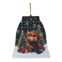 ScotsTee Shop Scottish Sutherland Modern Clan Tartan Ceramic Ornament Cute Highland Cow Christmas