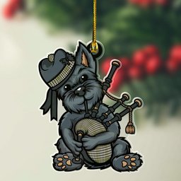 ScotsTee Shop Scottish Burns Check Clan Tartan Ornament ScotsTee Shop Scottish Terrier Plays The Bagpipes