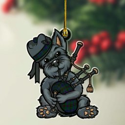 ScotsTee Shop Scottish Davidson Modern Clan Tartan Ornament ScotsTee Shop Scottish Terrier Plays The Bagpipes