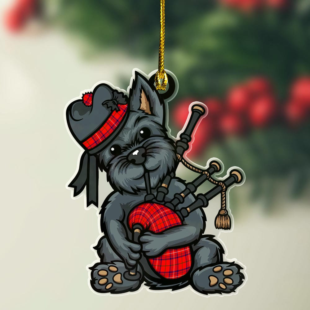 ScotsTee Shop Scottish Rose Modern Clan Tartan Ornament ScotsTee Shop Scottish Terrier Plays The Bagpipes