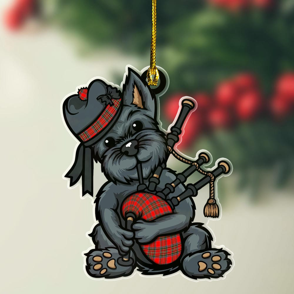 ScotsTee Shop Scottish MacBean Modern Clan Tartan Ornament ScotsTee Shop Scottish Terrier Plays The Bagpipes