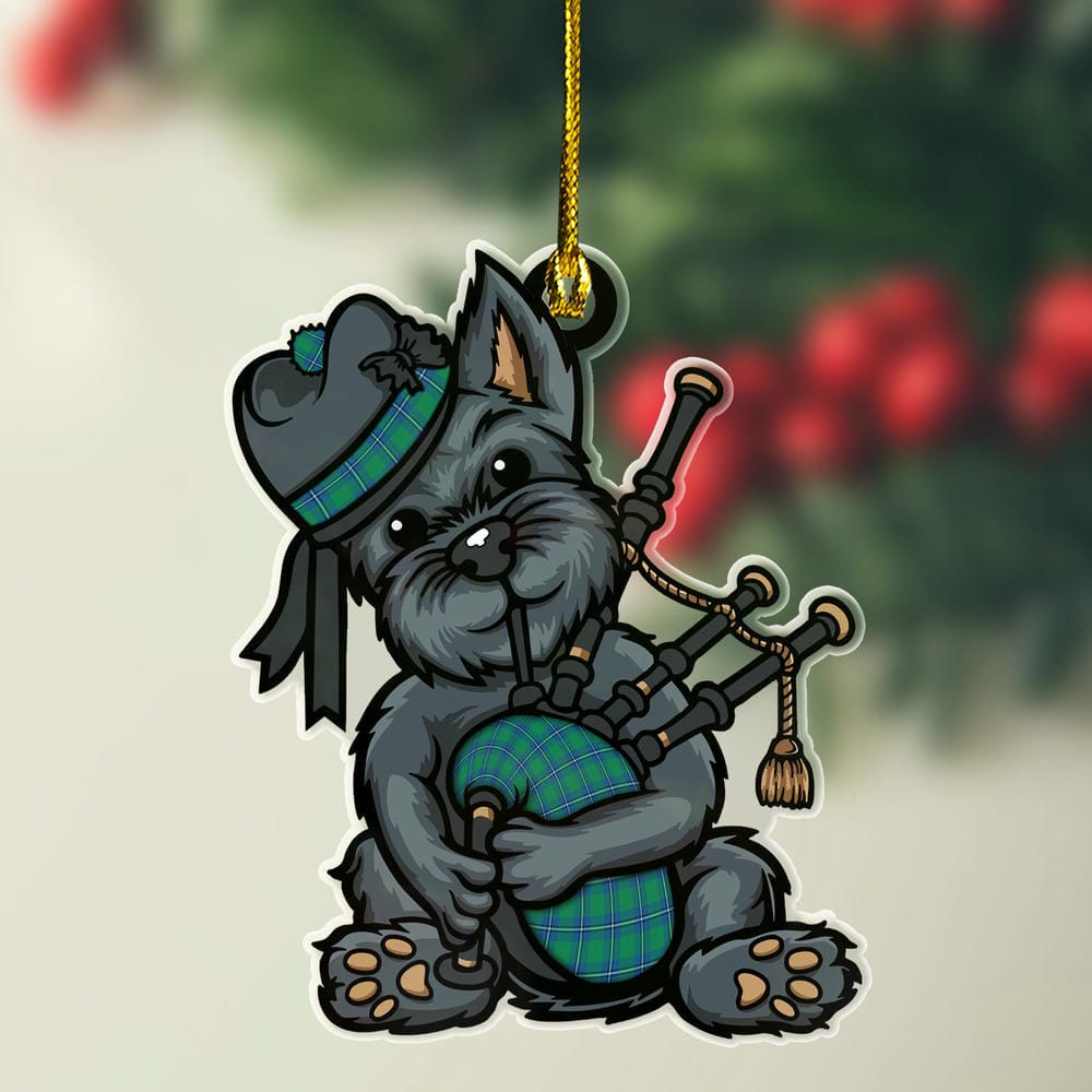 ScotsTee Shop Scottish Irvine Ancient Clan Tartan Ornament ScotsTee Shop Scottish Terrier Plays The Bagpipes