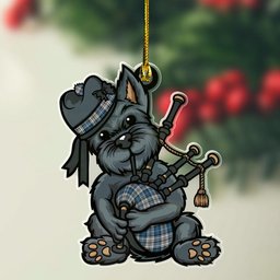 ScotsTee Shop Scottish Napier Modern Clan Tartan Ornament ScotsTee Shop Scottish Terrier Plays The Bagpipes