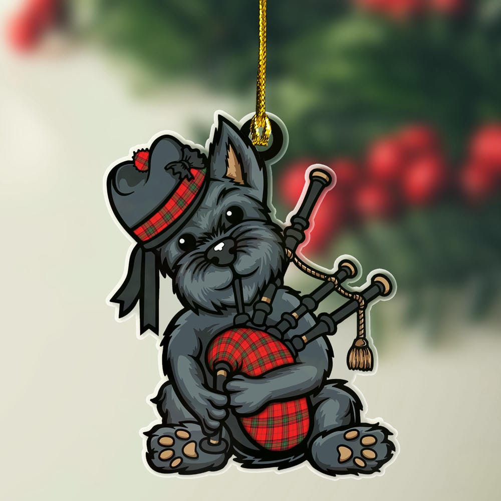 ScotsTee Shop Scottish Seton Modern Clan Tartan Ornament ScotsTee Shop Scottish Terrier Plays The Bagpipes