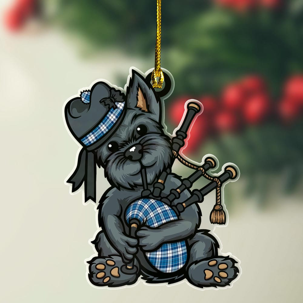 ScotsTee Shop Scottish Strathclyde District Clan Tartan Ornament ScotsTee Shop Scottish Terrier Plays The Bagpipes