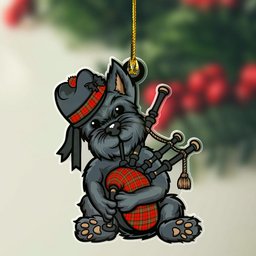 ScotsTee Shop Scottish Scott Modern Clan Tartan Ornament ScotsTee Shop Scottish Terrier Plays The Bagpipes