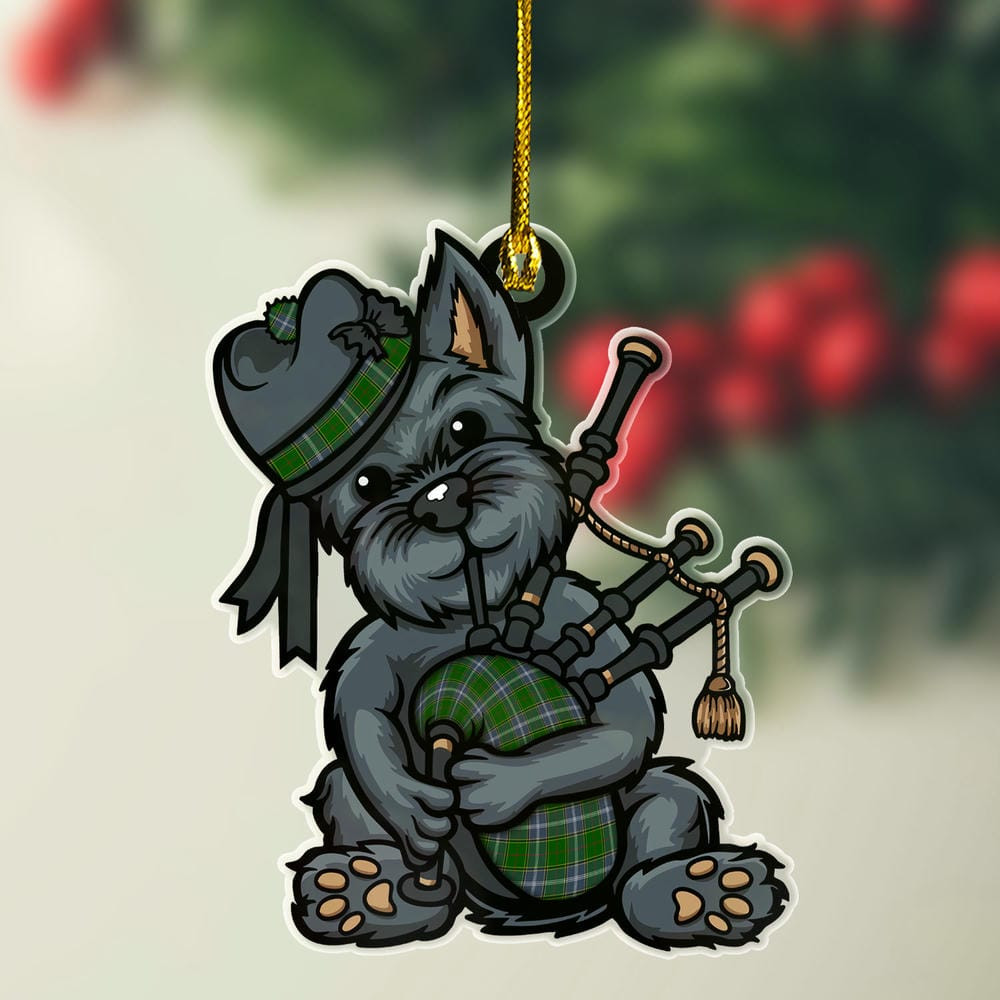 ScotsTee Shop Scottish Pringle Clan Tartan Ornament ScotsTee Shop Scottish Terrier Plays The Bagpipes