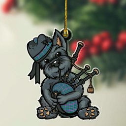 ScotsTee Shop Scottish Pitcairn Hunting Clan Tartan Ornament ScotsTee Shop Scottish Terrier Plays The Bagpipes