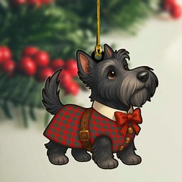 ScotsTee Shop Scottish Cumming Modern Clan Tartan Ornament Scottie Dog