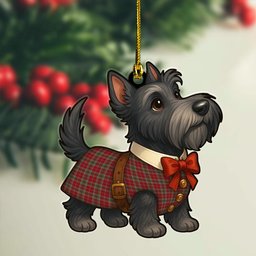 ScotsTee Shop Scottish Lindsay Weathered Clan Tartan Ornament Scottie Dog