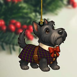 ScotsTee Shop Scottish MacDonnell of Glengarry Modern Clan Tartan Ornament Scottie Dog